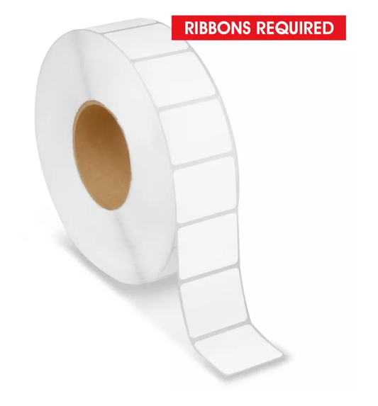 2 X 1.5 dimensions thermal transfer label, 3 inch core, 8 inch OD