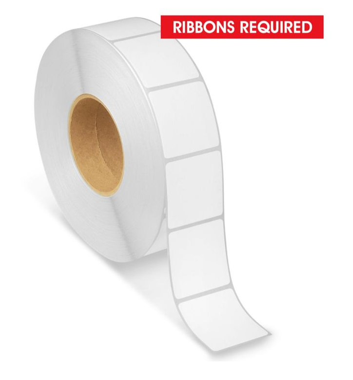2 X 2 thermal transfer label, 3 inch core, 8 inch OD