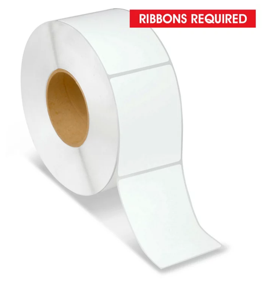 3 X 4 thermal transfer label, 3 inch core, 8 inch OD
