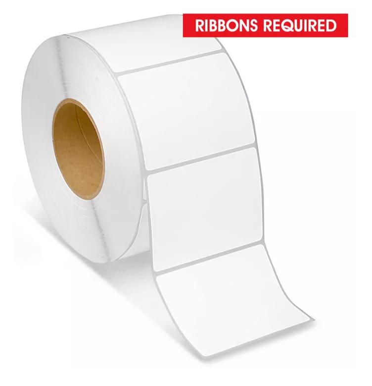 4 x 2.5 thermal transfer label, 3 inch core, 8 inch OD