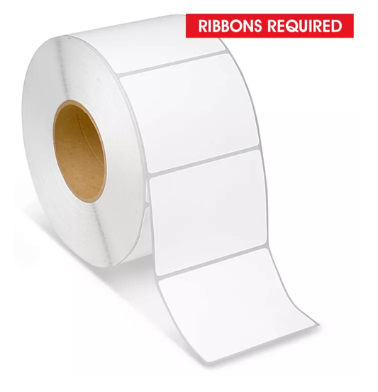 4 x 2.5 thermal transfer label, 3 inch core, 8 inch OD