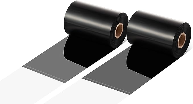 2 rolls of resin enhanced wax black thermal transfer ribbons