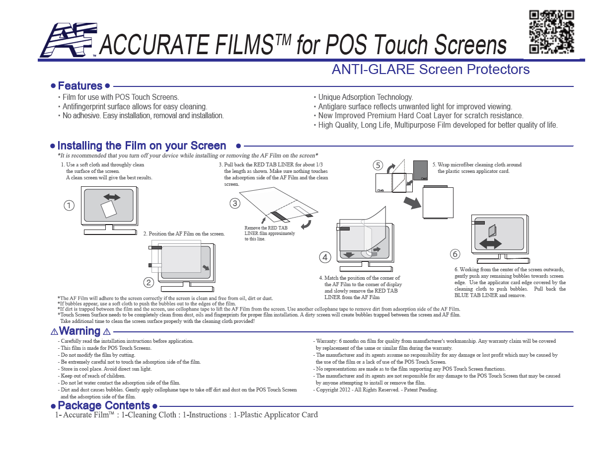 Touch Screen Protector 15" Diagonal (tru flat) SAM4s Sapphire 700