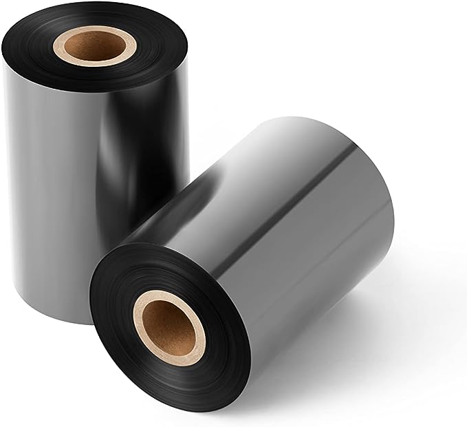 2 rolls of resin enhanced wax black thermal transfer ribbons